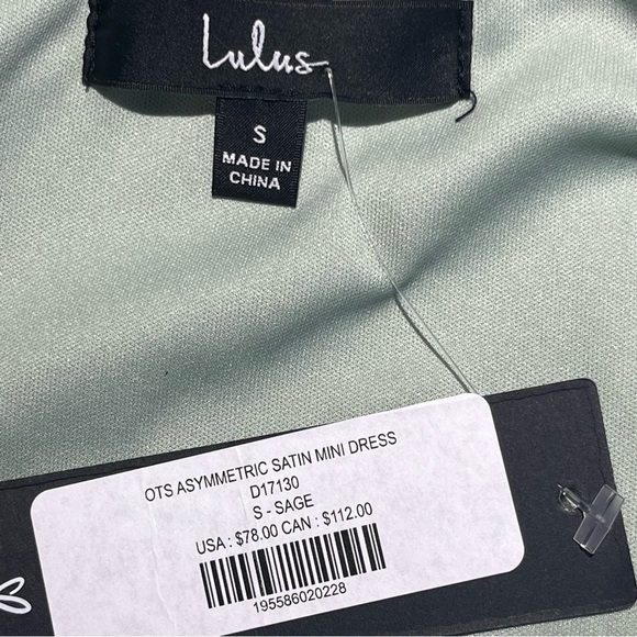 Lulu’s mini dress asymmetric off the shoulder sage green Style 17130 Size S - Picture 5 of 15